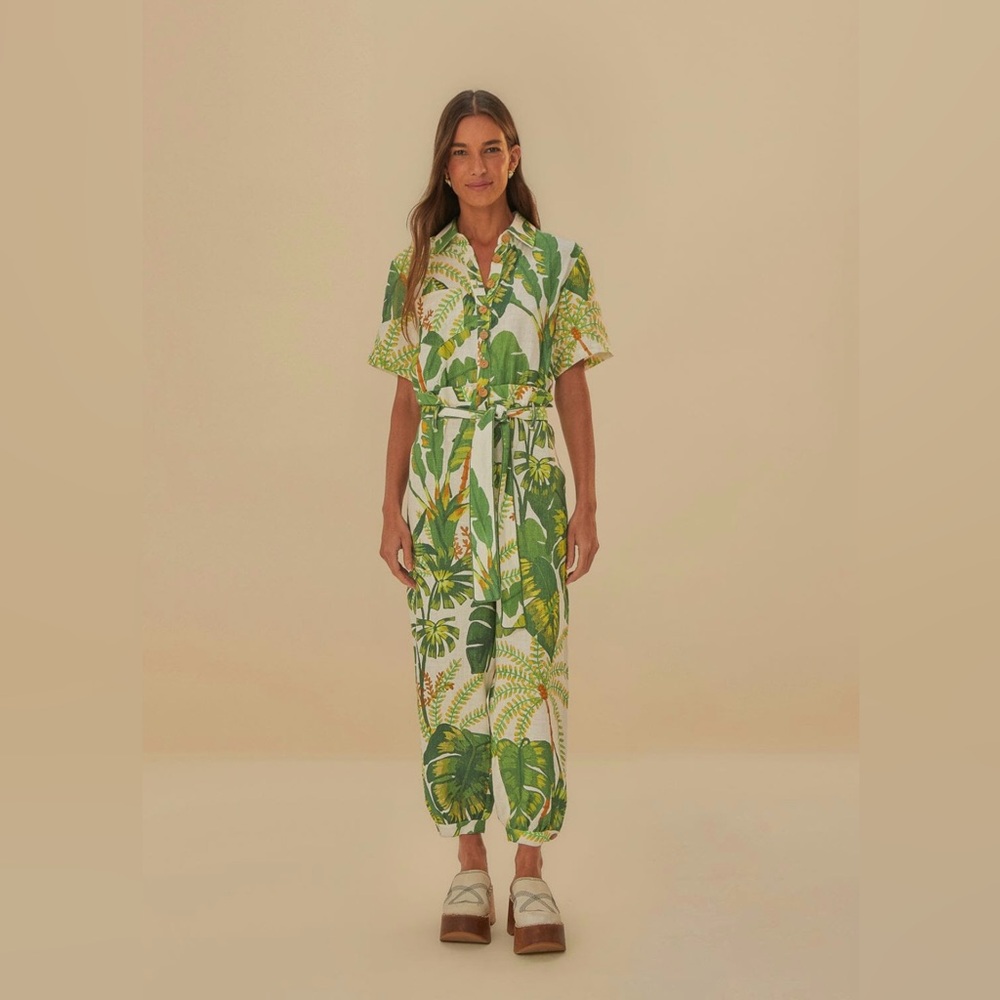 Tropical Forest Off-White Jumpsuit
